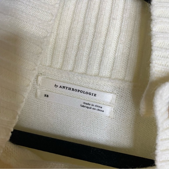 Anthropologie cream button high neck sweater size XS minimalist preppy - Picture 3 of 7